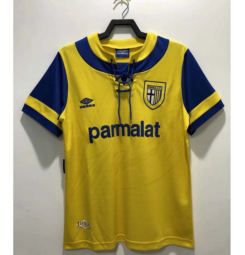 1993-95 Parma Calcio Retro Yellow Away Kit Soccer Jersey